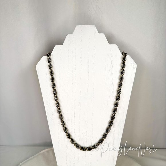 Vintage Jewelry - Vintage Silver Twisted Rope Chain Necklace